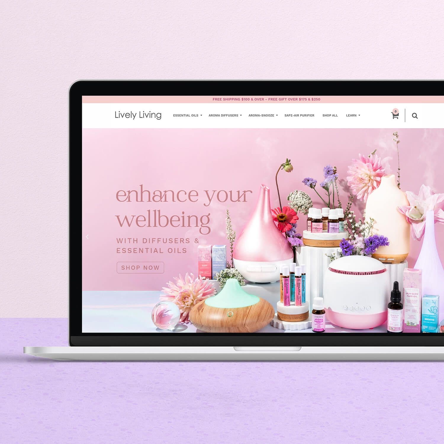 Product photography for essential oil & diffuser brand Lively Living
