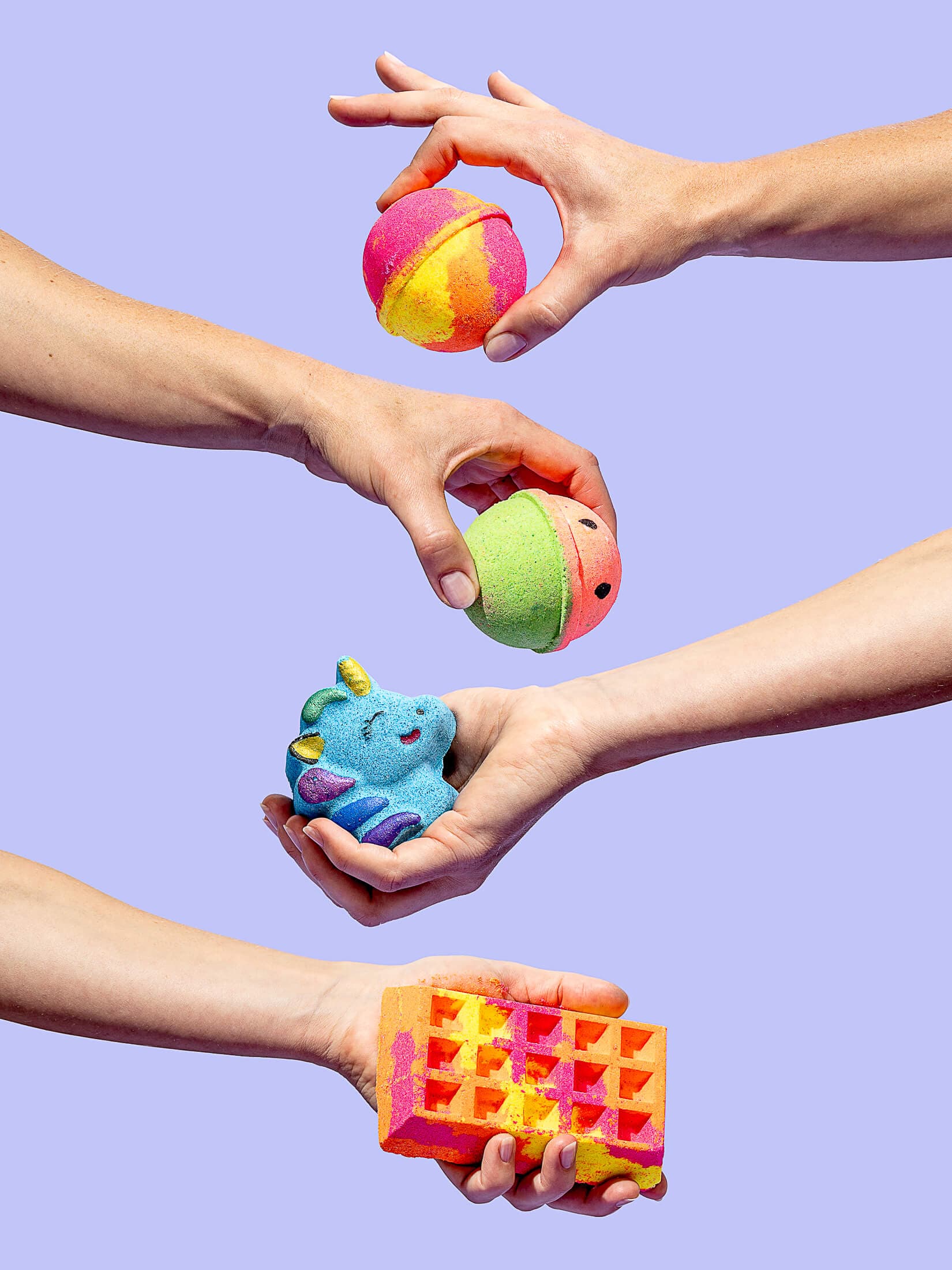 Product photography for bath & beauty brand Da Bomb