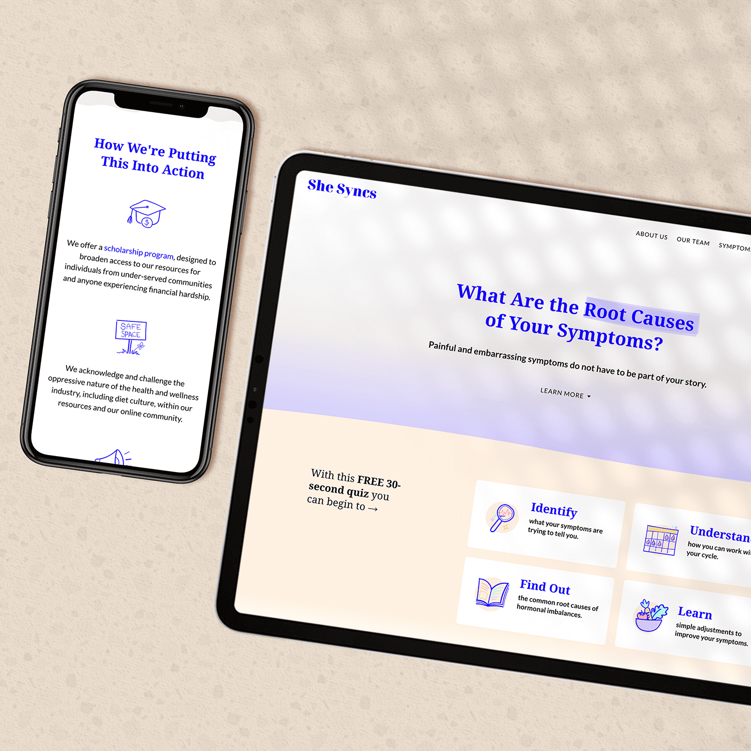 Divi website design for holistic women's health brand She Syncs
