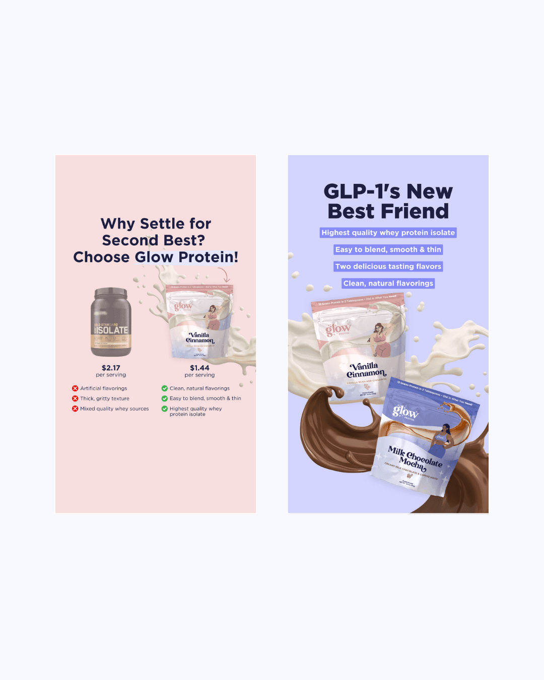 Unbounce landing pages & social content for US health brand Glow Weight Loss