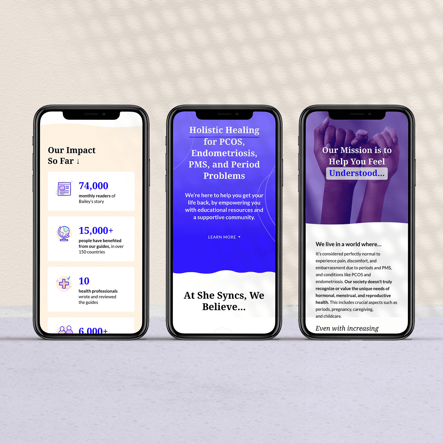 Divi website design for holistic women's health brand She Syncs