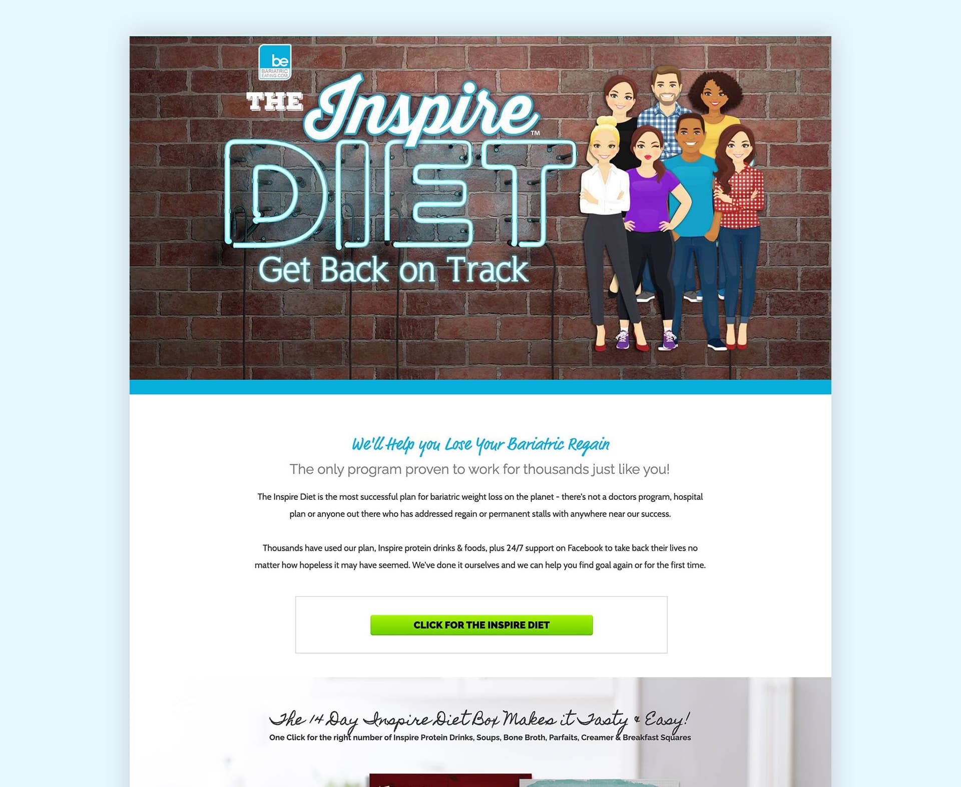 Rebranding & Unbounce landing page for the Inspire Diet