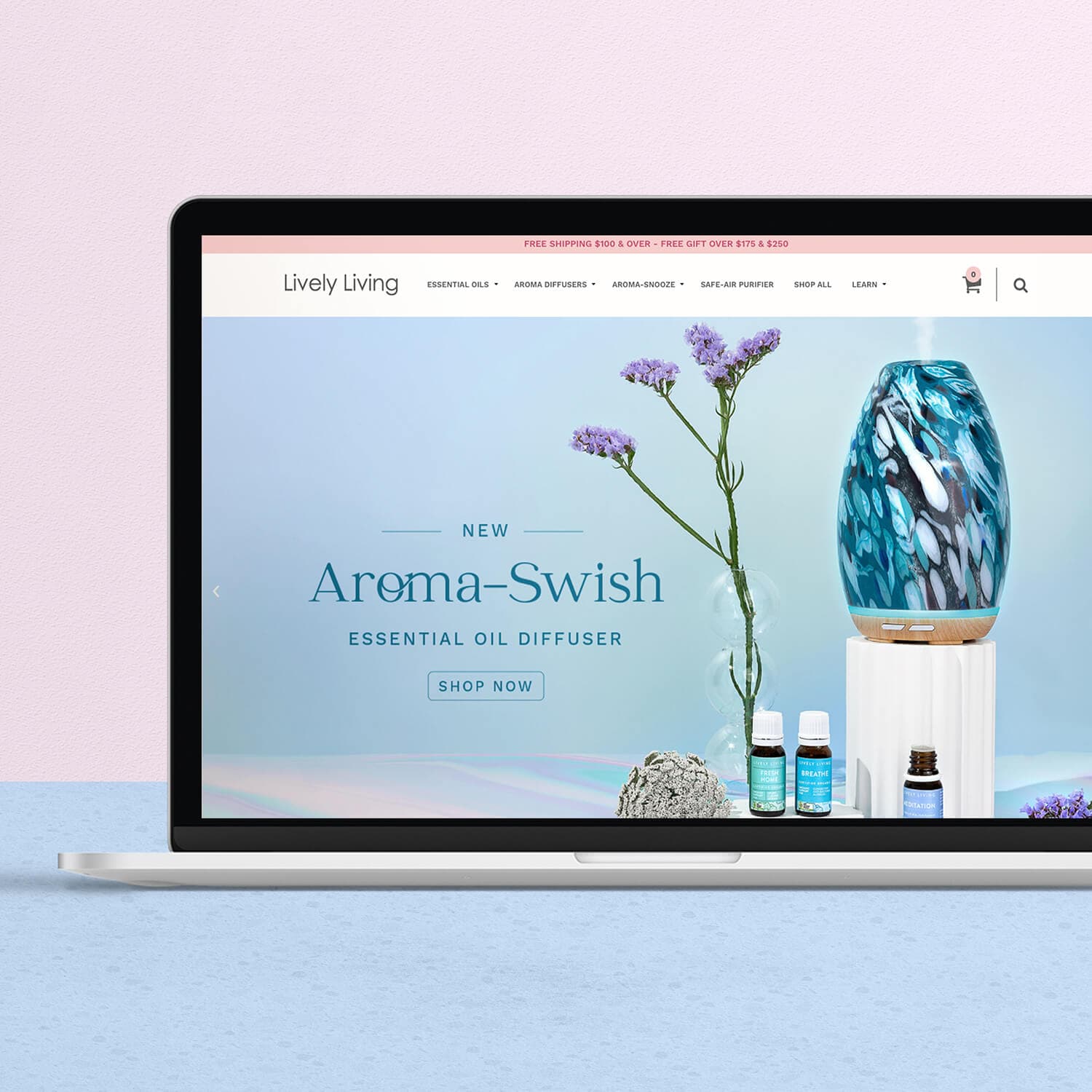 Product photography for essential oil & diffuser brand Lively Living