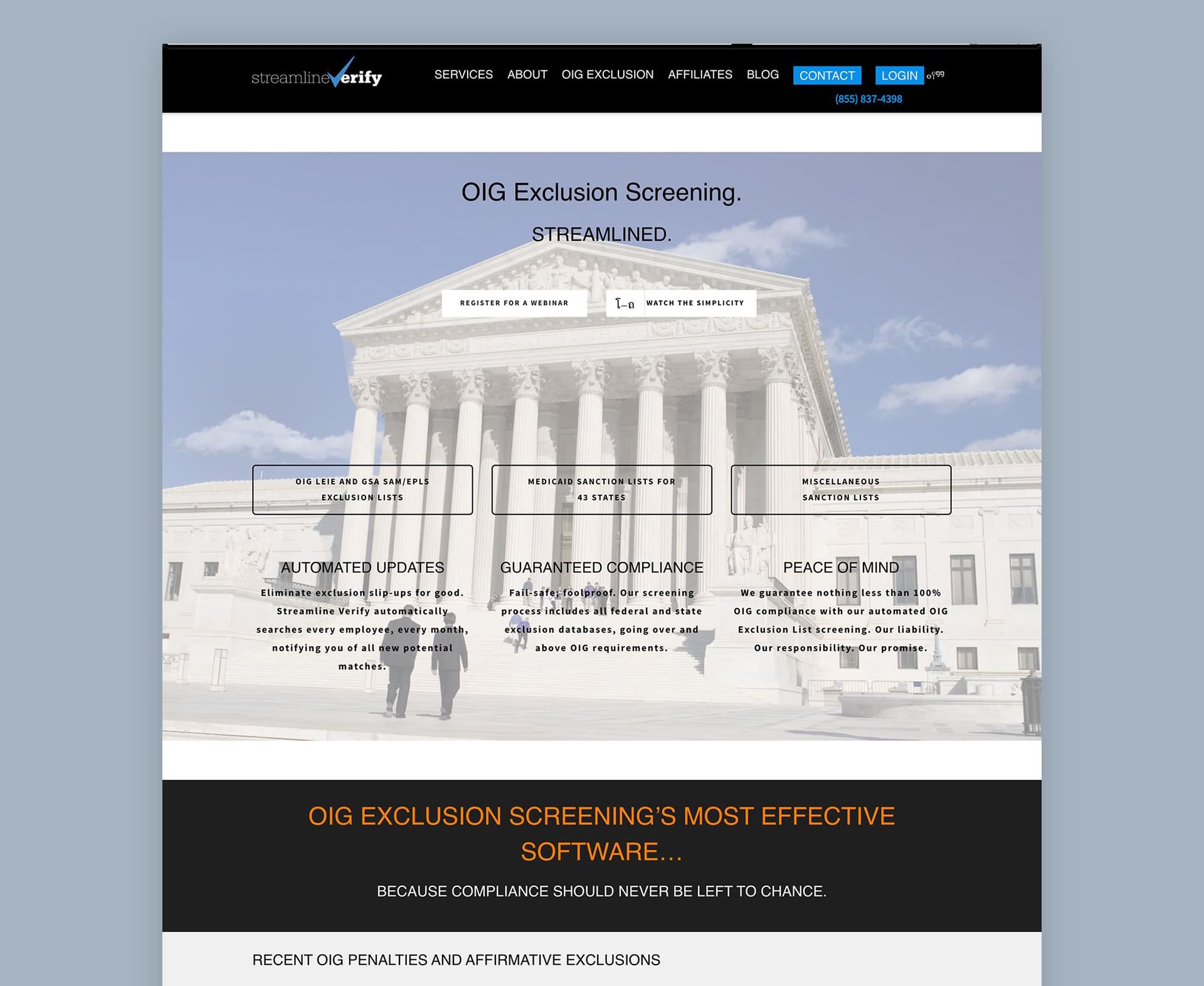 Website build for US brand Streamline Verify