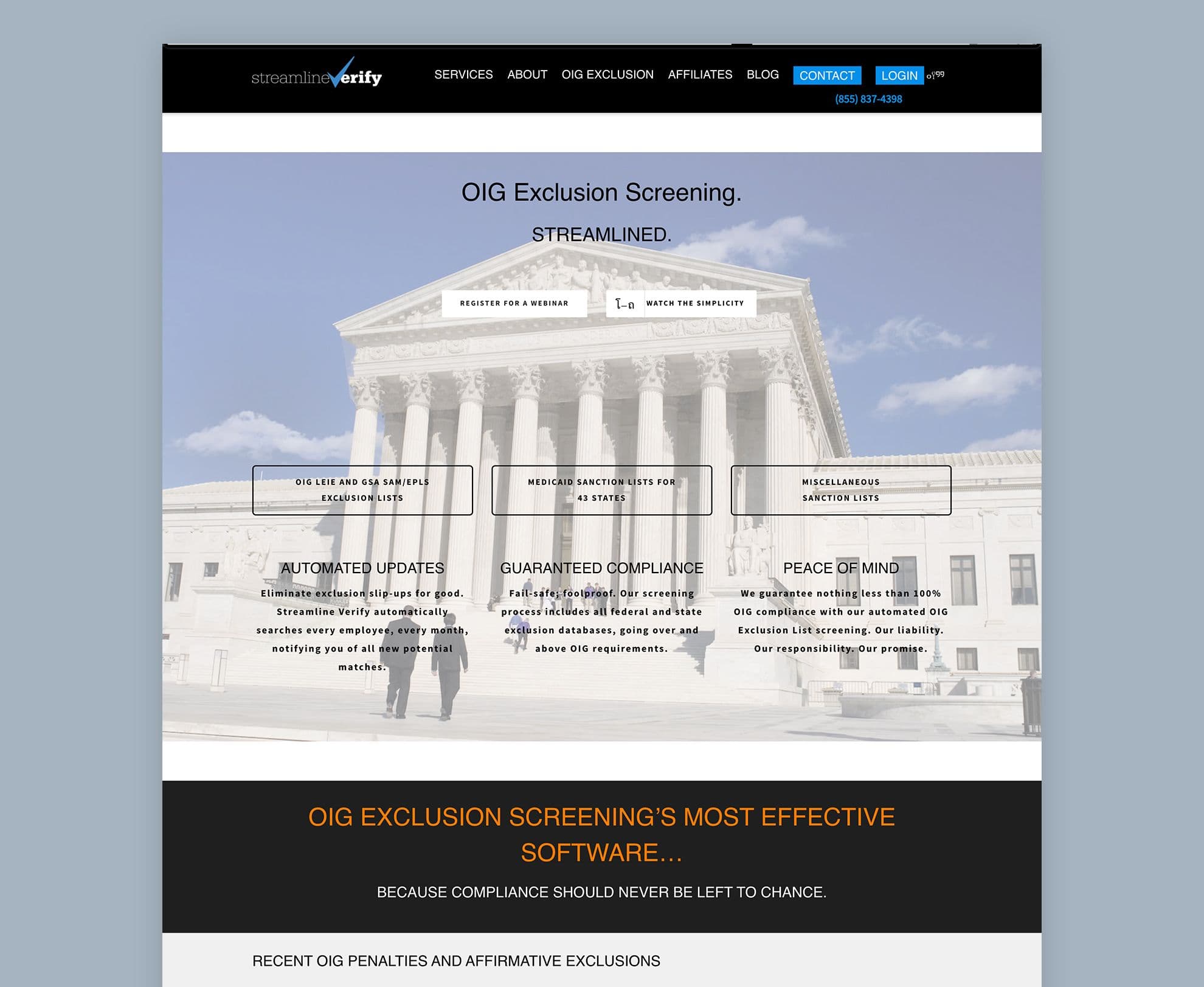 Website build for US brand Streamline Verify