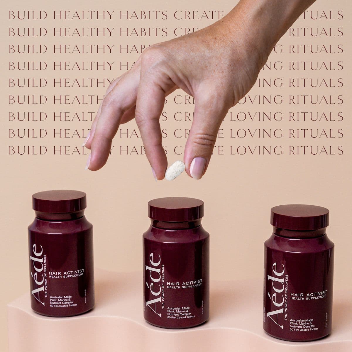 Product photography for hair supplement AÉDE