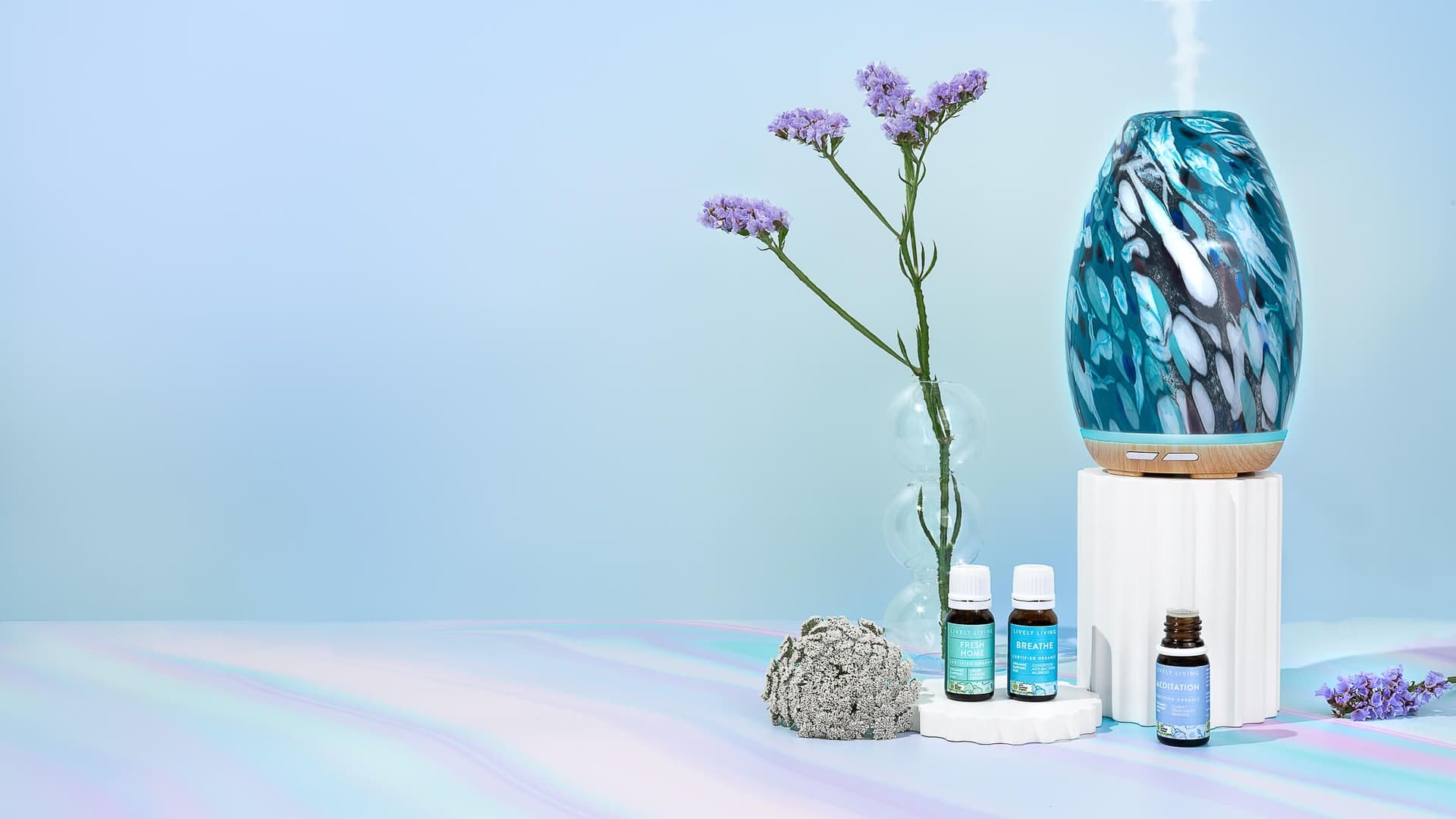 Product photography for essential oil & diffuser brand Lively Living