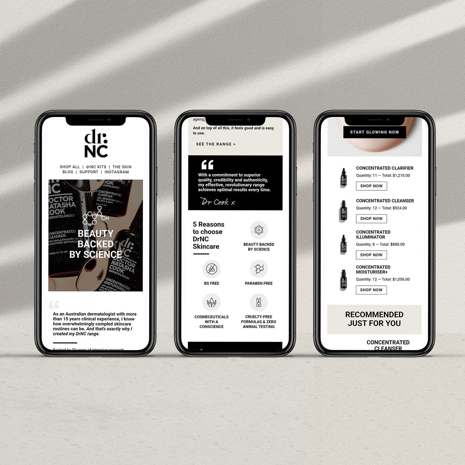 Klaviyo Email Design & Shopify Quiz for skin care brand dr.NC