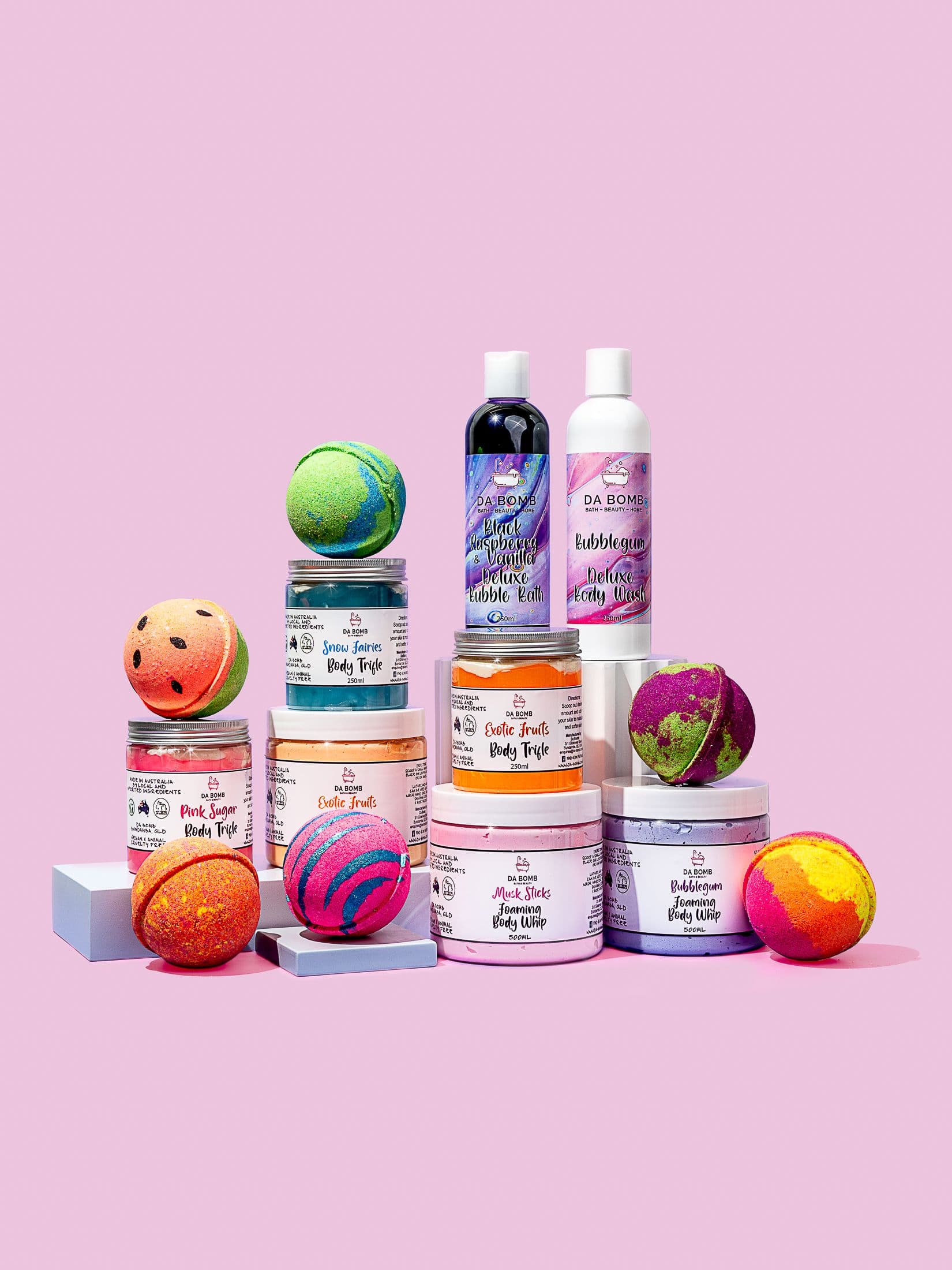 Product photography for bath & beauty brand Da Bomb