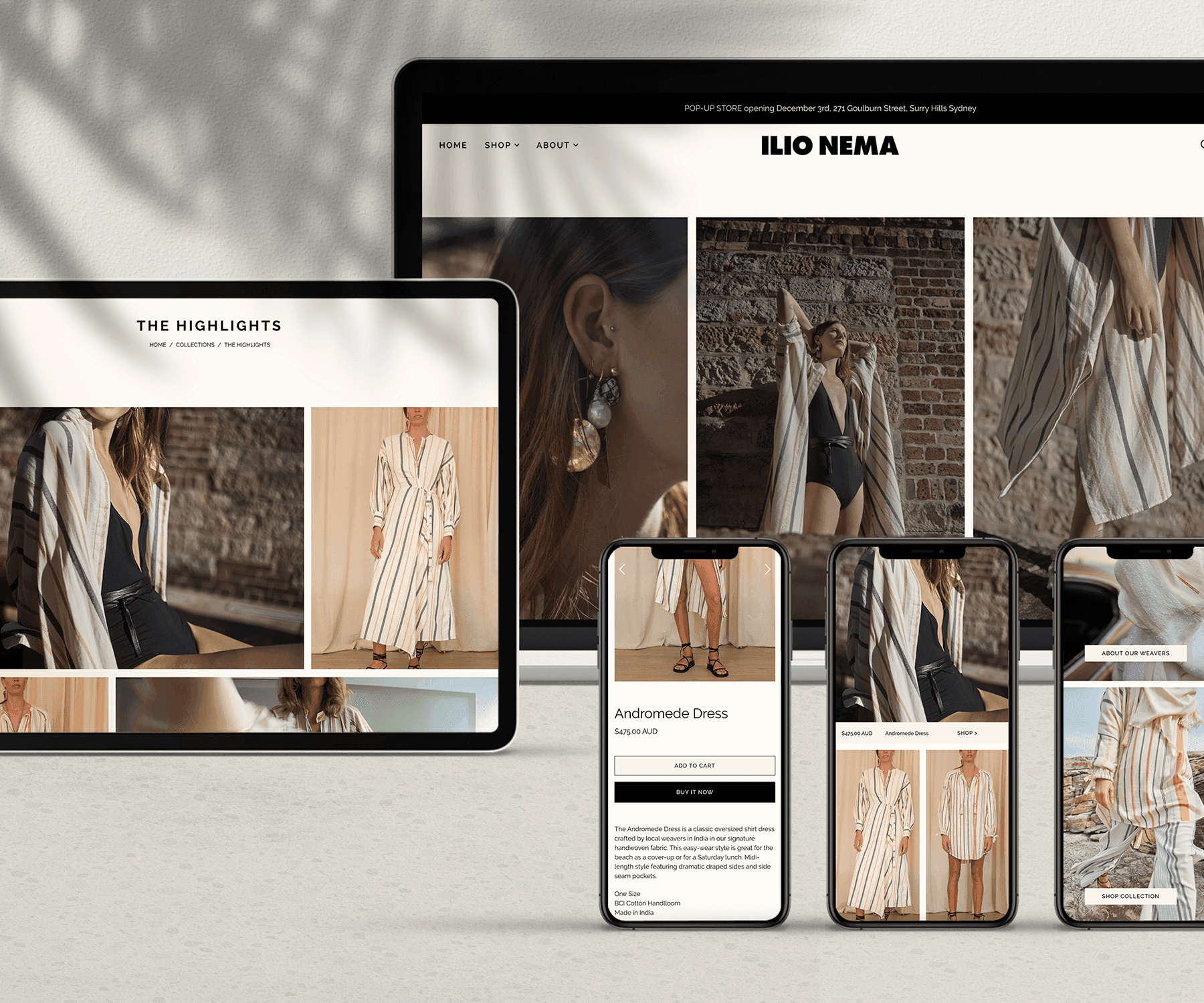 Custom Shopify theme for sustainable fashion brand ILIO NEMA
