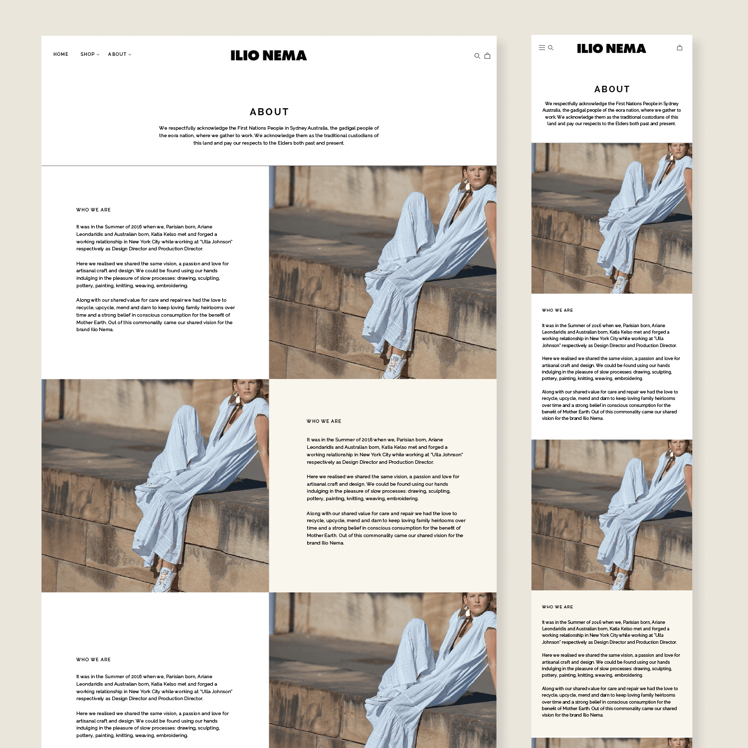 Custom Shopify theme for sustainable fashion brand ILIO NEMA