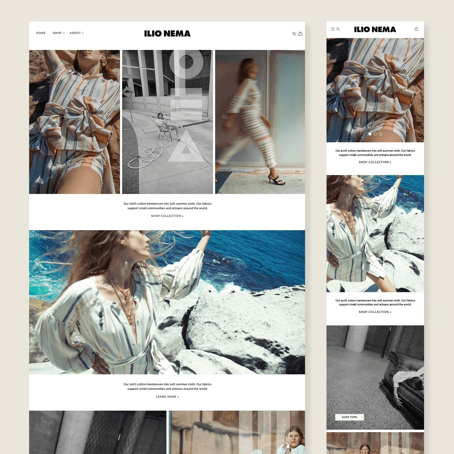 Custom Shopify theme for sustainable fashion brand ILIO NEMA