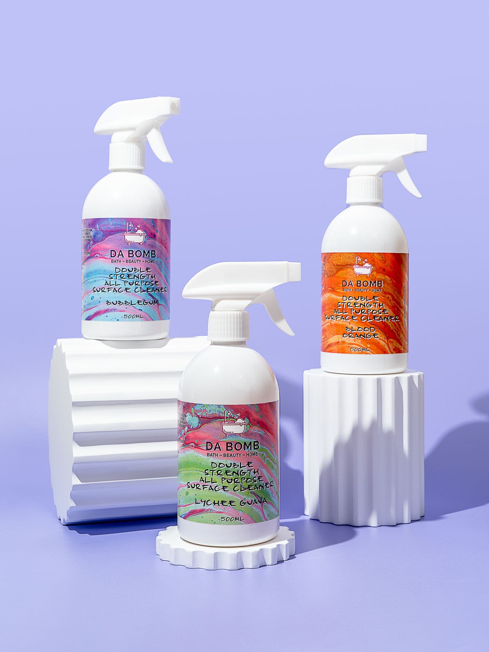 Product photography for bath & beauty brand Da Bomb
