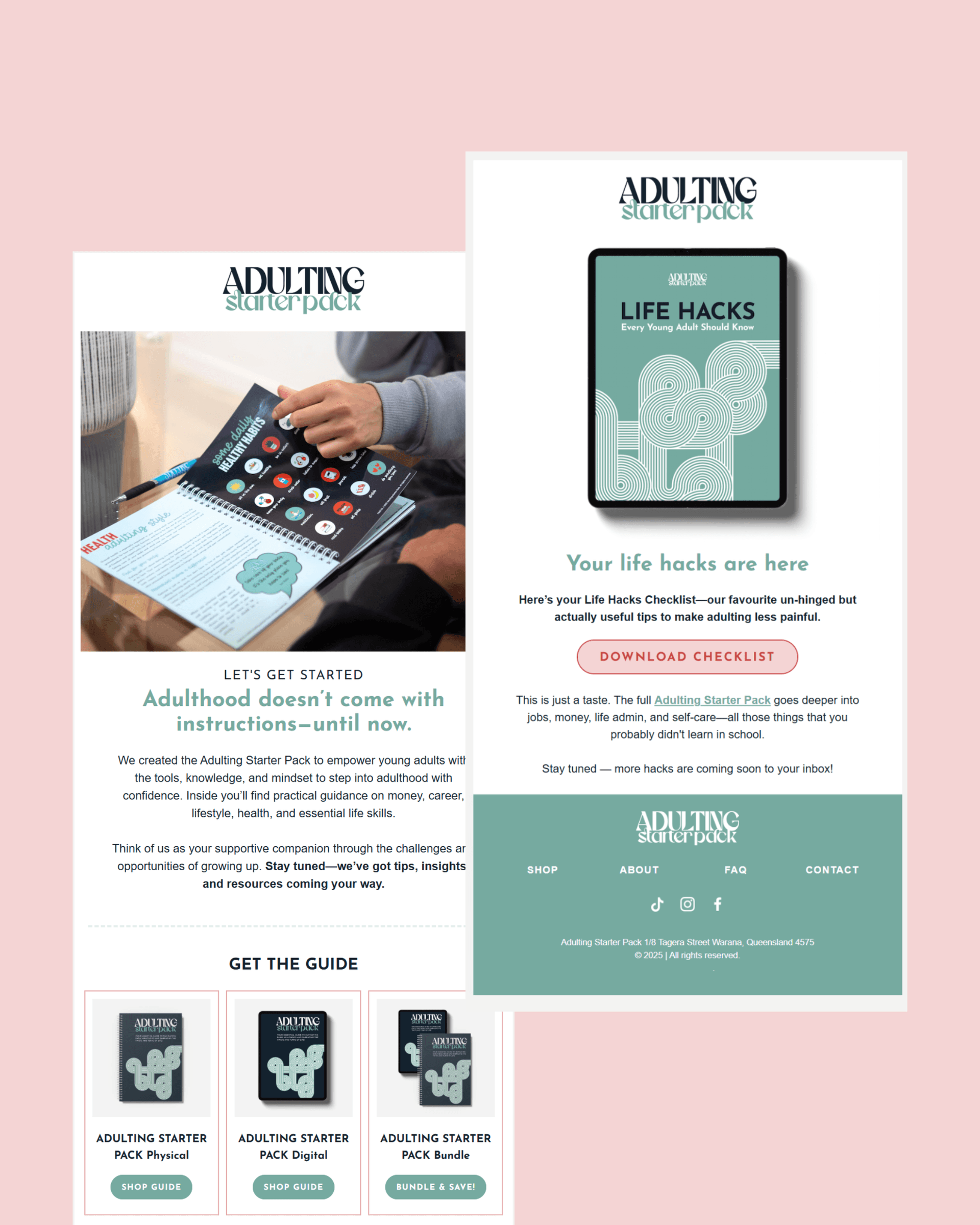 Smart Shopify & Klaviyo setup for life-skills guide brand Adulting Starter Pack