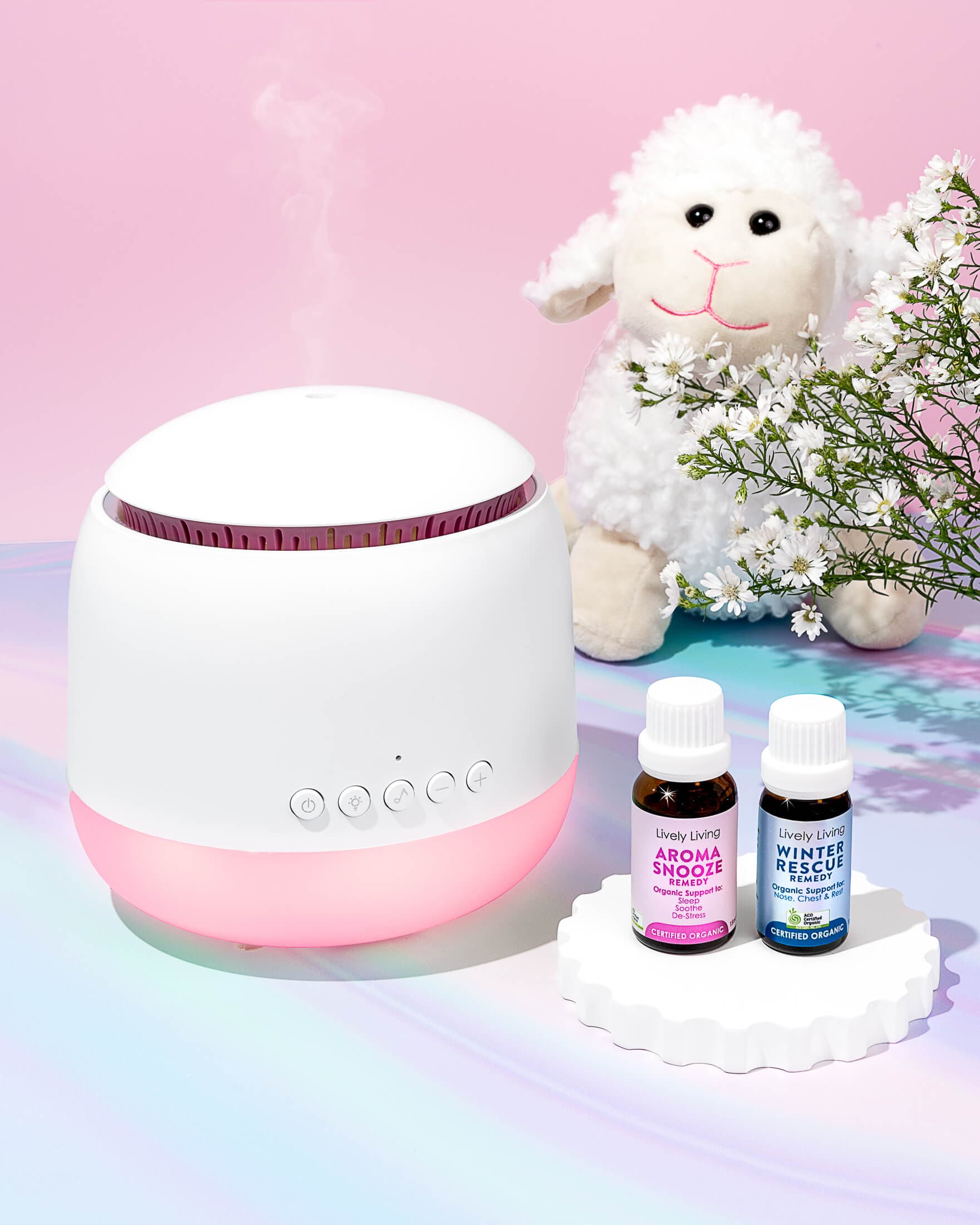 Product photography for essential oil & diffuser brand Lively Living