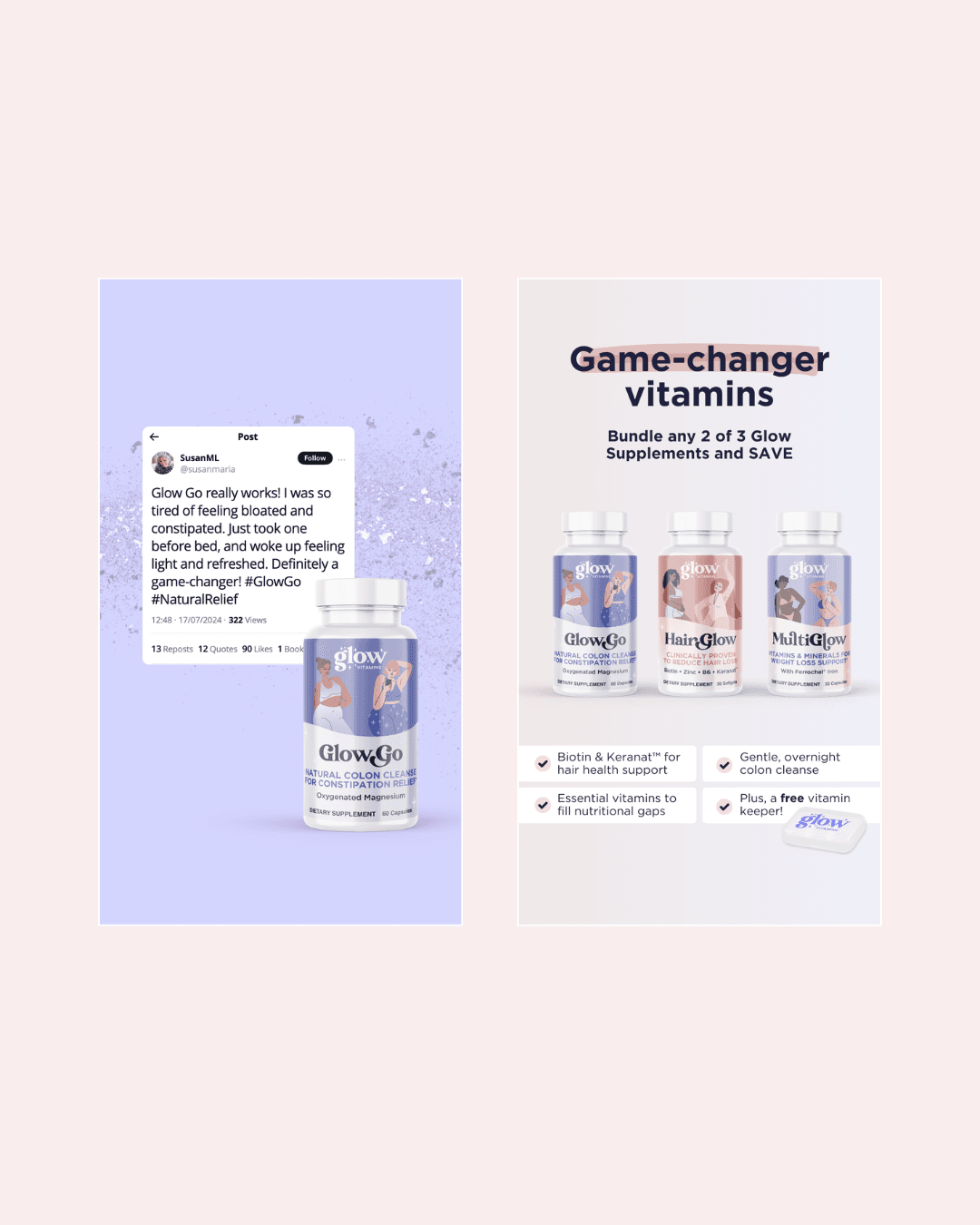 Unbounce landing pages & social content for US health brand Glow Weight Loss