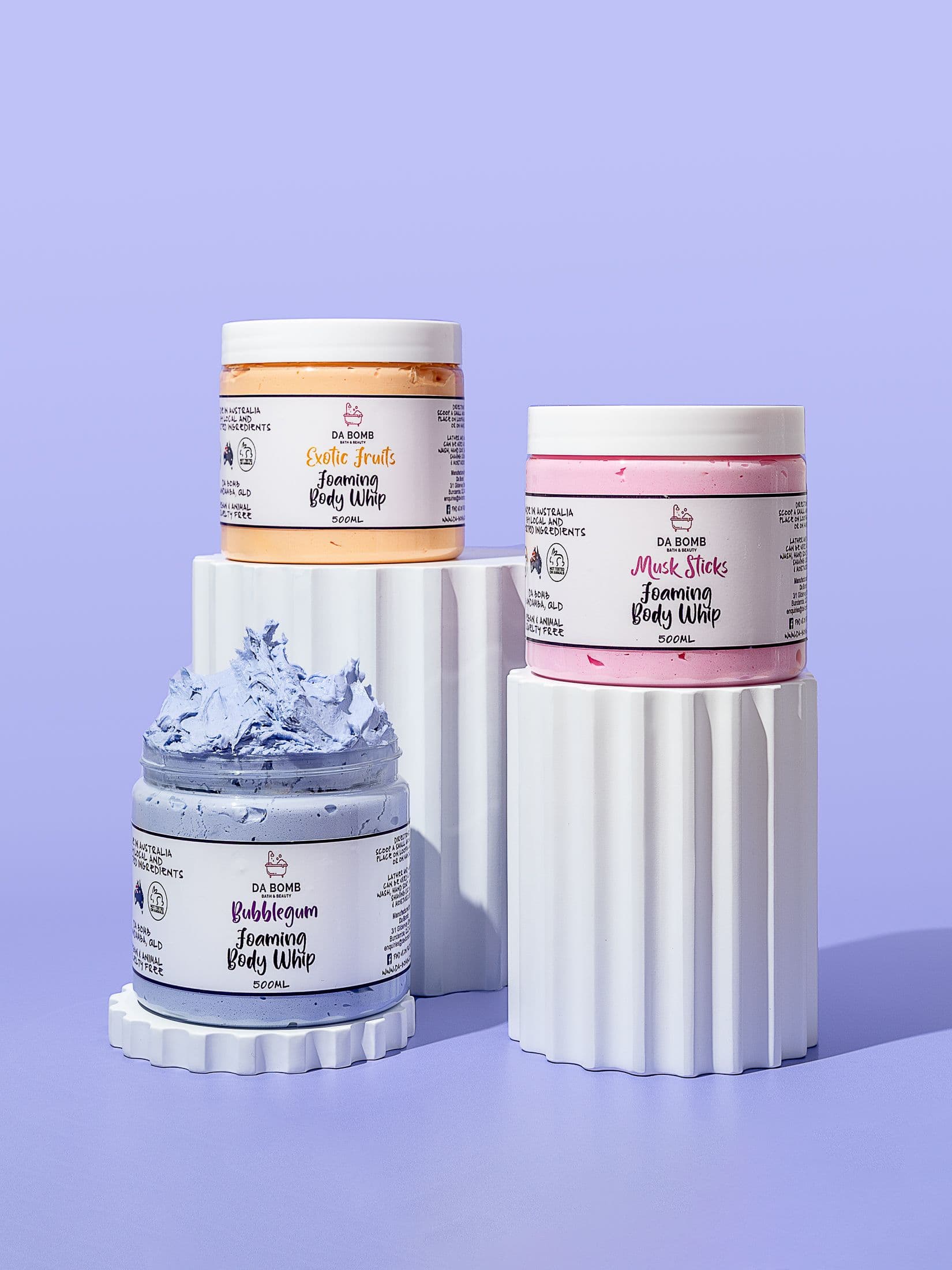 Product photography for bath & beauty brand Da Bomb