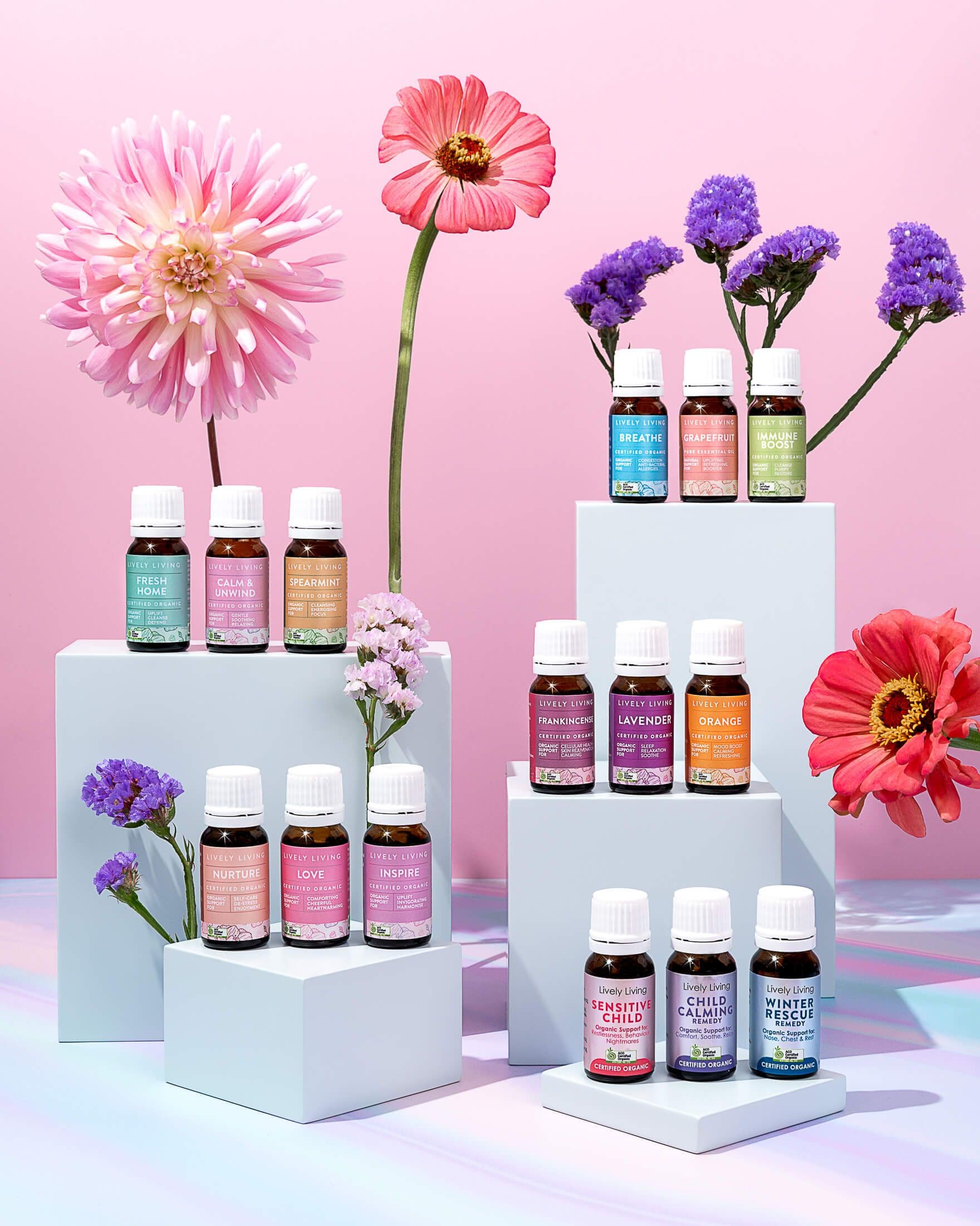 Product photography for essential oil & diffuser brand Lively Living