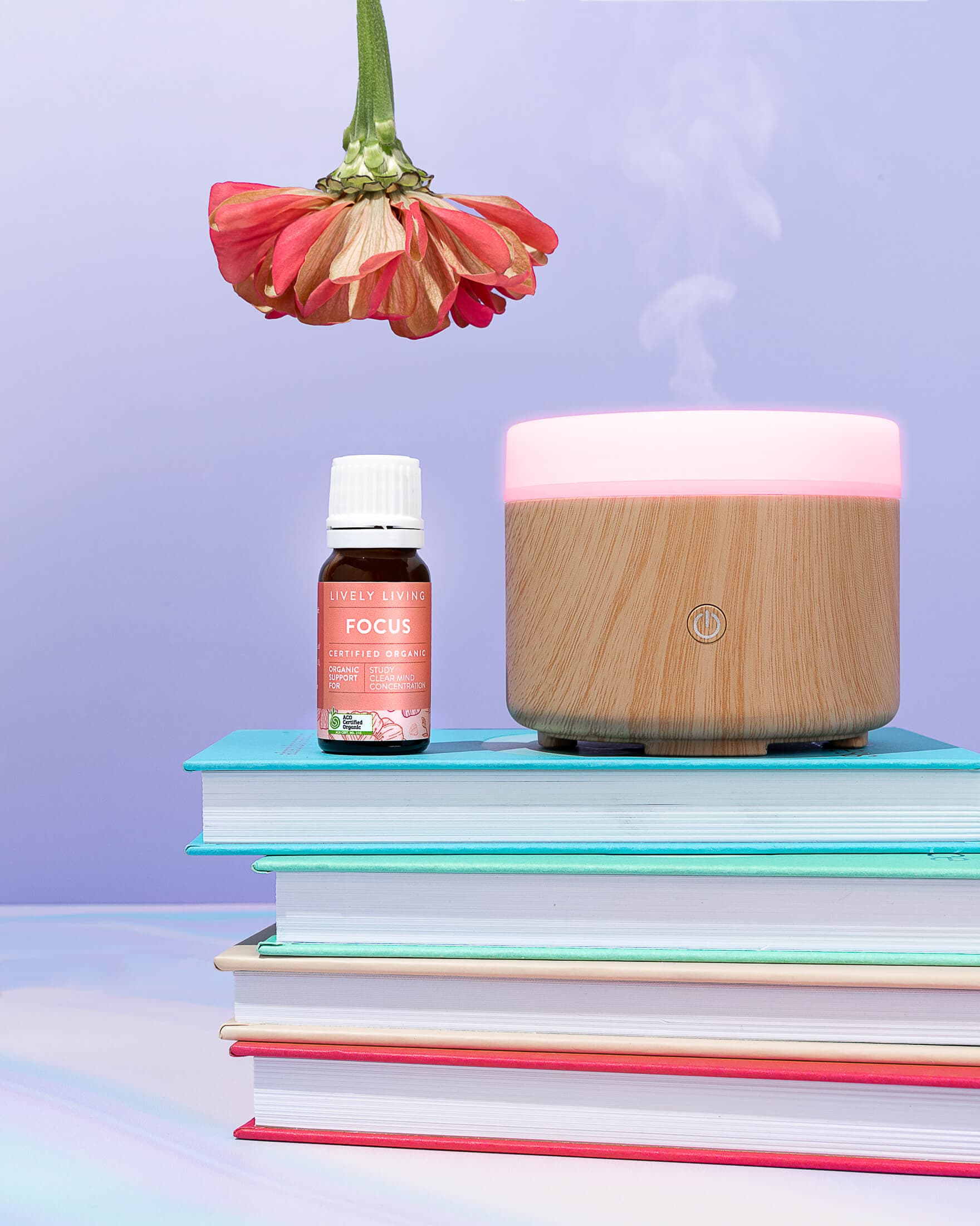 Product photography for essential oil & diffuser brand Lively Living