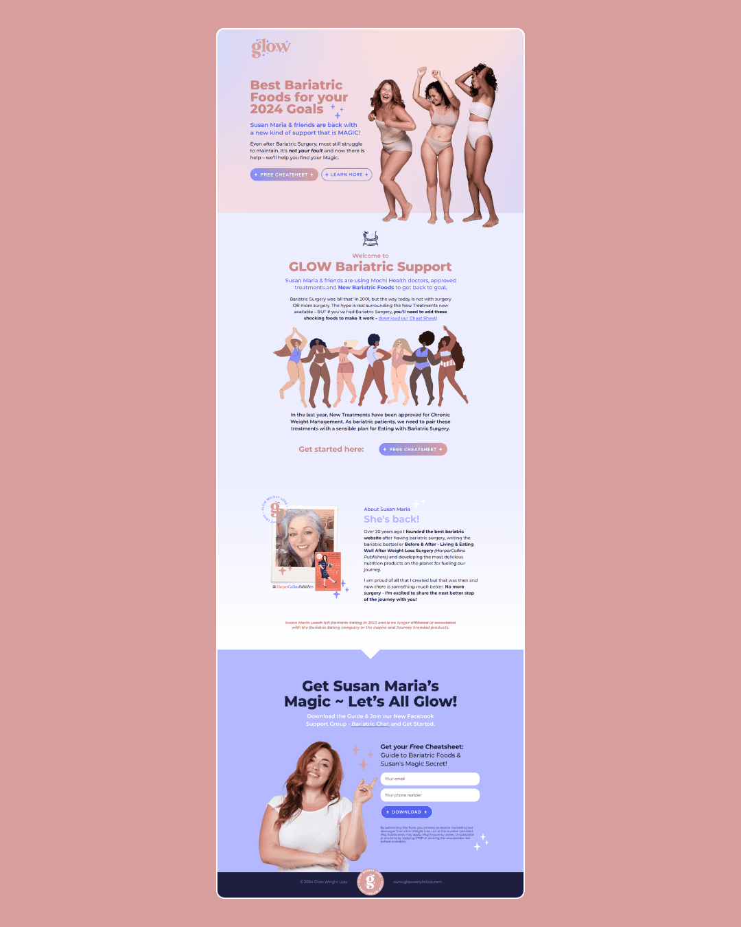 Unbounce landing pages & social content for US health brand Glow Weight Loss
