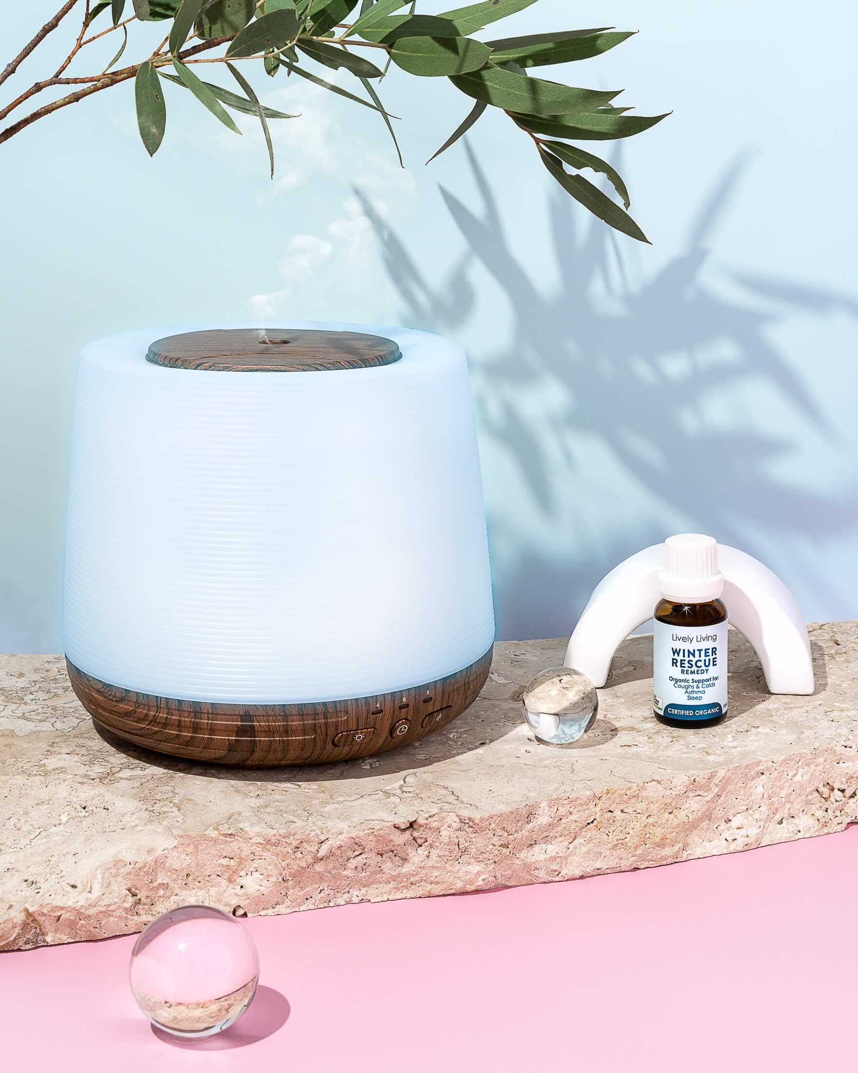 Product photography for essential oil & diffuser brand Lively Living