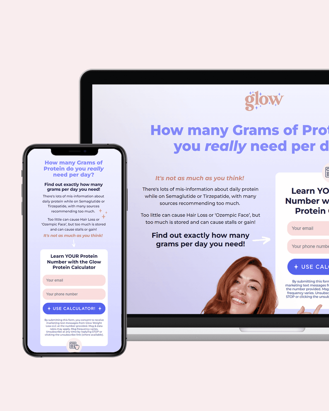 Unbounce landing pages & social content for US health brand Glow Weight Loss