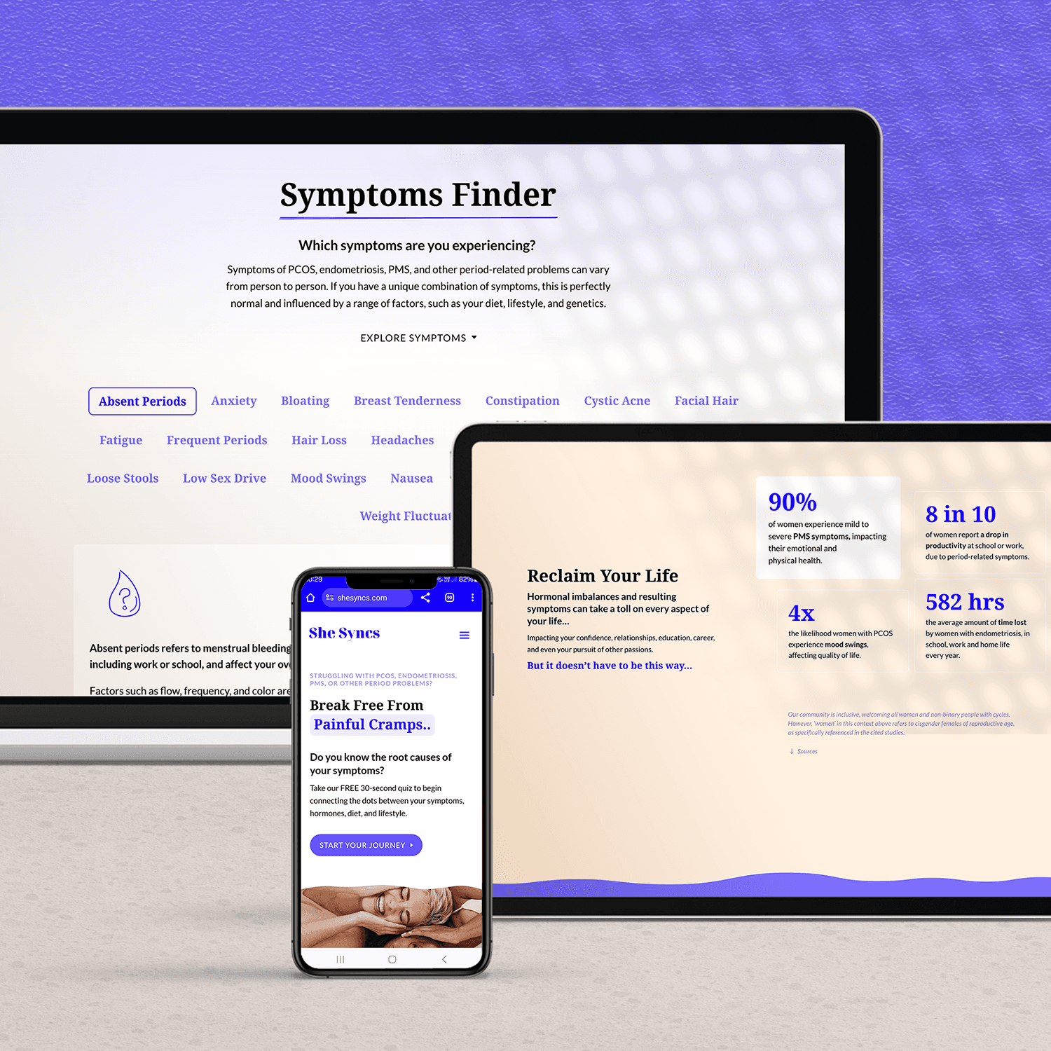 Divi website design for holistic women's health brand She Syncs